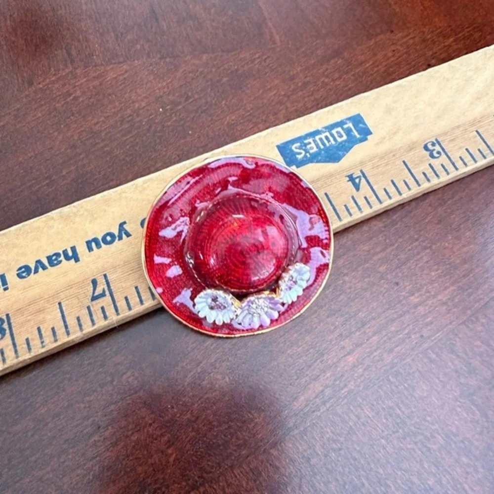 Vintage Red Hat Brooch